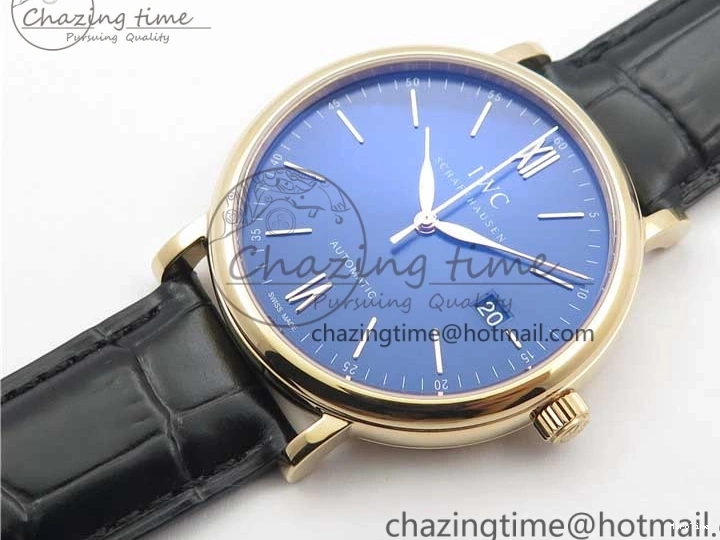 MIROTIME 0809 MoistureWicking Portofino Automatic RG IW356522 FKF 1:1 Best Edition Blue Dial on Black Croco Strap A 7109